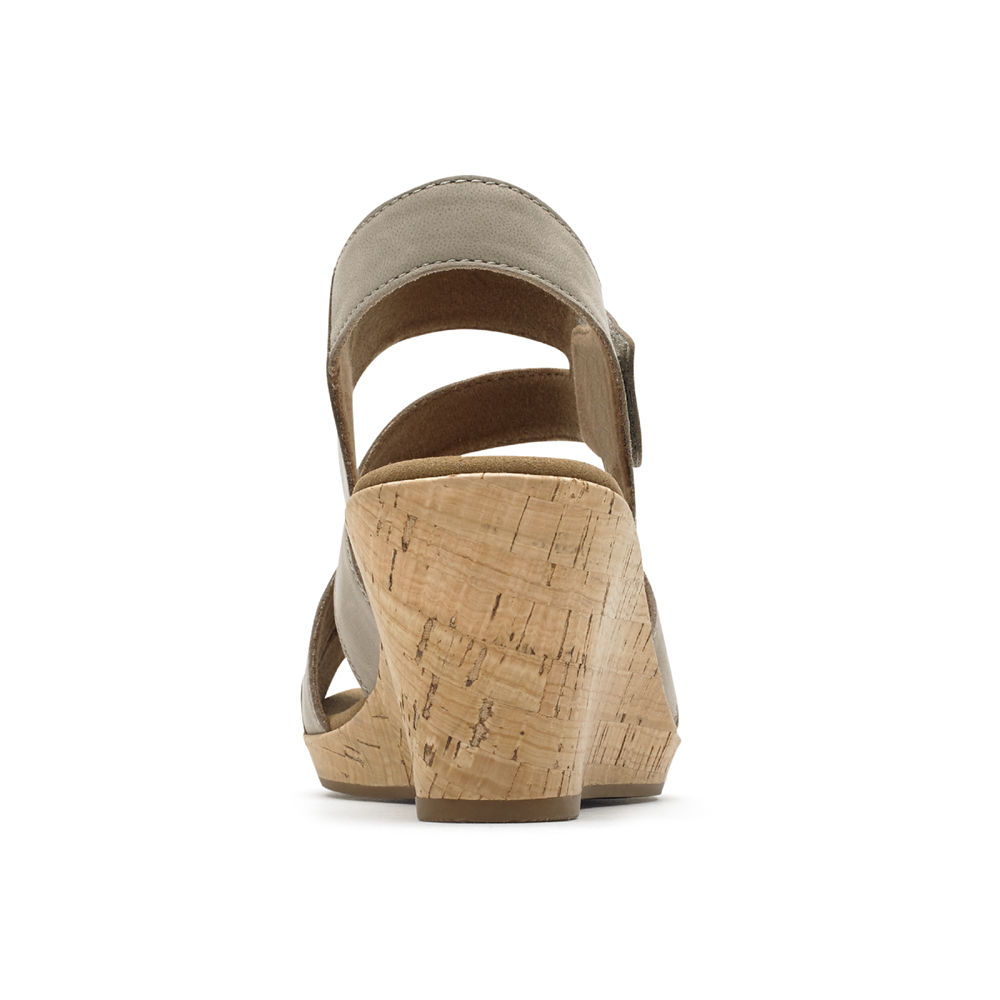 Sandalias Rockport Mujer Mexico - Briah Strappy Wedge Comfort Grises - POSDF7526